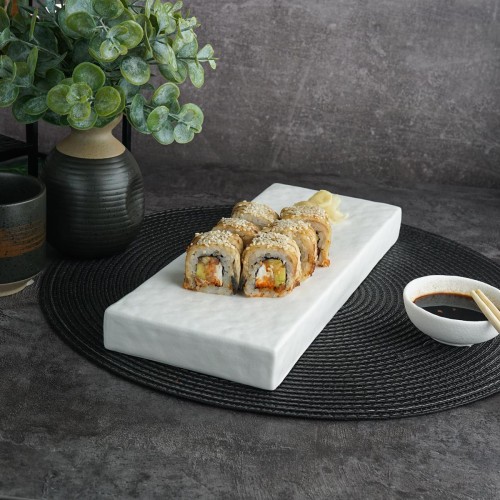 Блюдо для подачи 30*12*3 см,фарфор,белый цвет, матовая поверхность, 