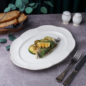 Блюдо овальное 36 см,фарфор, Aristocrat-Gold, Noble