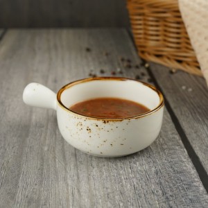 Блюдо с ручкой для подачи 80 мл, 7,5см, h=3,5 см, фарфор, серия 