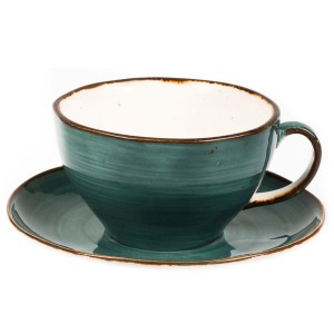 Чашка с блюдцем Fusion Green Sea 375 мл, P.L. Proff Cuisine