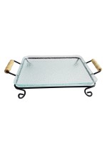 Блюдо для выкладки стеклянное с металлическим основанием 35*28*7.5 см  P.L.