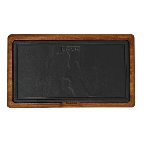 Блюдо прямоугольное 15,5*23,5см. чугун на д/подставке LAVA