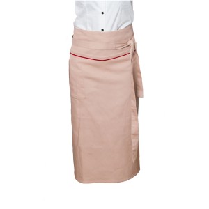 Фартук универсальный с отворотом из джинсовой бежевой ткани