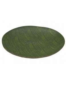 Блюдо зеленое с узором банановый лист 26х26х3,5см меламин