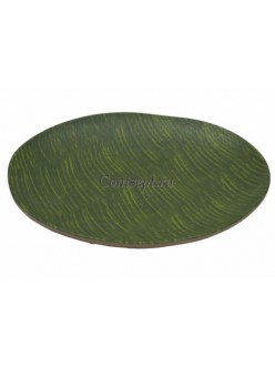 Блюдо зеленое с узором банановый лист 26х26х3,5см меламин