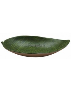 Блюдо зеленое с узором банановый лист 31,5х19х5см меламин