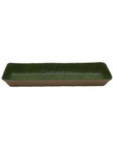 Салатник зеленый с узором банановый лист  53х16,2х6,5см меламин