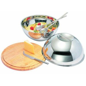 Баранчик из нержавеющей стали с деревянным блюдом 30см