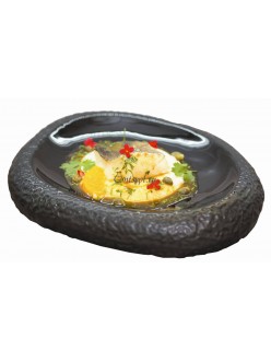 Блюдо овальное в виде камня для подачи 27,5х22см фарфор PL Proff Cuisine