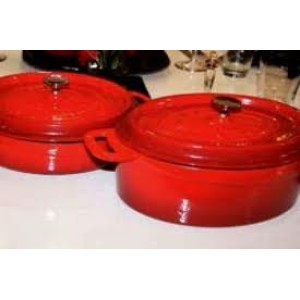 Кастрюля порционная 550мл 17см красная овальная чугун