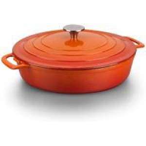 Кастрюля порционная 550мл 17см оранжевая овальная чугун