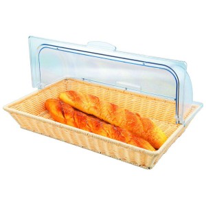 Корзина для выкладки с крышкой ролл-топ прямоугольная 53х32х20см  полиротанг