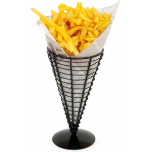 Корзинка конус для картофеля фри 12,8x22,5 см, черная, сталь Корзинка конус для картофеля фри 12,8x22,5 см, черная, сталь