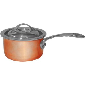 Мини сотейник с крышкой 300мл 9х5,5см нержавеющая сталь с медным покрытием