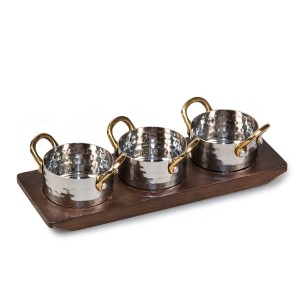 Набор для сервировки 3 кастрюльки по 140мл на подставке