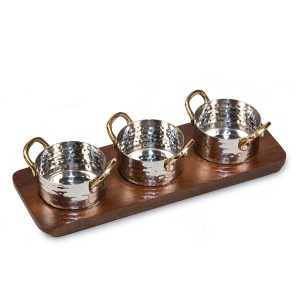 Набор для сервировки 3 кастрюльки по 200мл на подставке