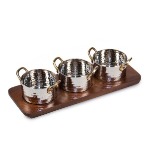 Набор для сервировки 3 кастрюльки по 350мл на подставке