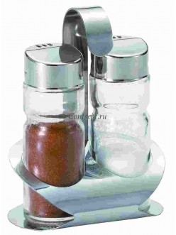 Набор для специй 2 предмета соль/перец на подставке Basil нержавеющая сталь стекло