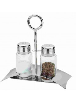 Набор для специй 2 предмета соль/перец на подставке Caraway нержавеющая сталь стекло