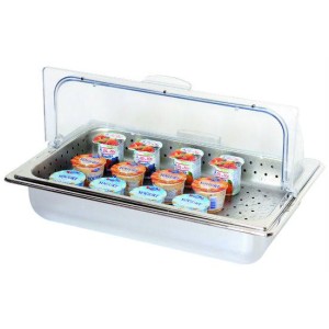 Поднос перфорированный 53х32х6,5см с емкостью для хладогента и с крышкой