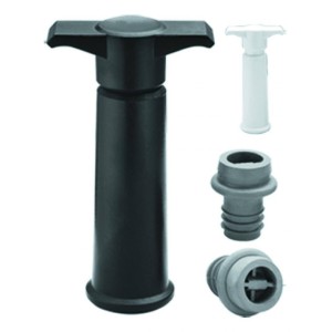 Помпа вакуумная для вина и 2 пробки пластик