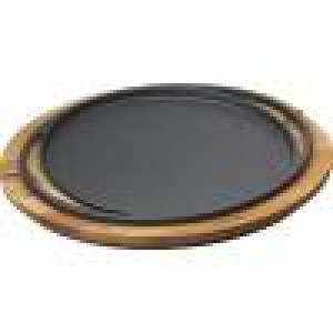 Сковорода d=28 см, чугун, черная, подставка - дерево, LAVA