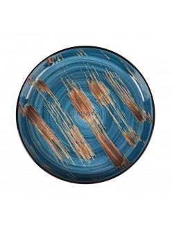 Тарелка с бортом 23 см серия Texture Dark Blue lines фарфор PL Proff Cuisine